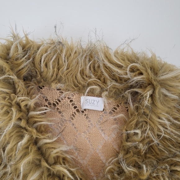 *Free With Purchase* Y2K knit long sleeve cardigan fur-trim collar ramie - Picture 11 of 11